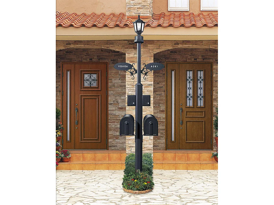 シャローネ 機能門柱 サンドブラスト1型 独立仕様 4VHF5セット-YKKAP