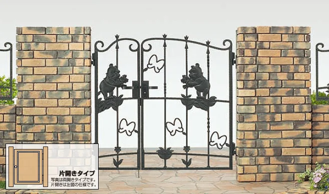 ディズニー門扉 プーさんA型 片開き-LIXIL リクシル(新日軽) - 門扉