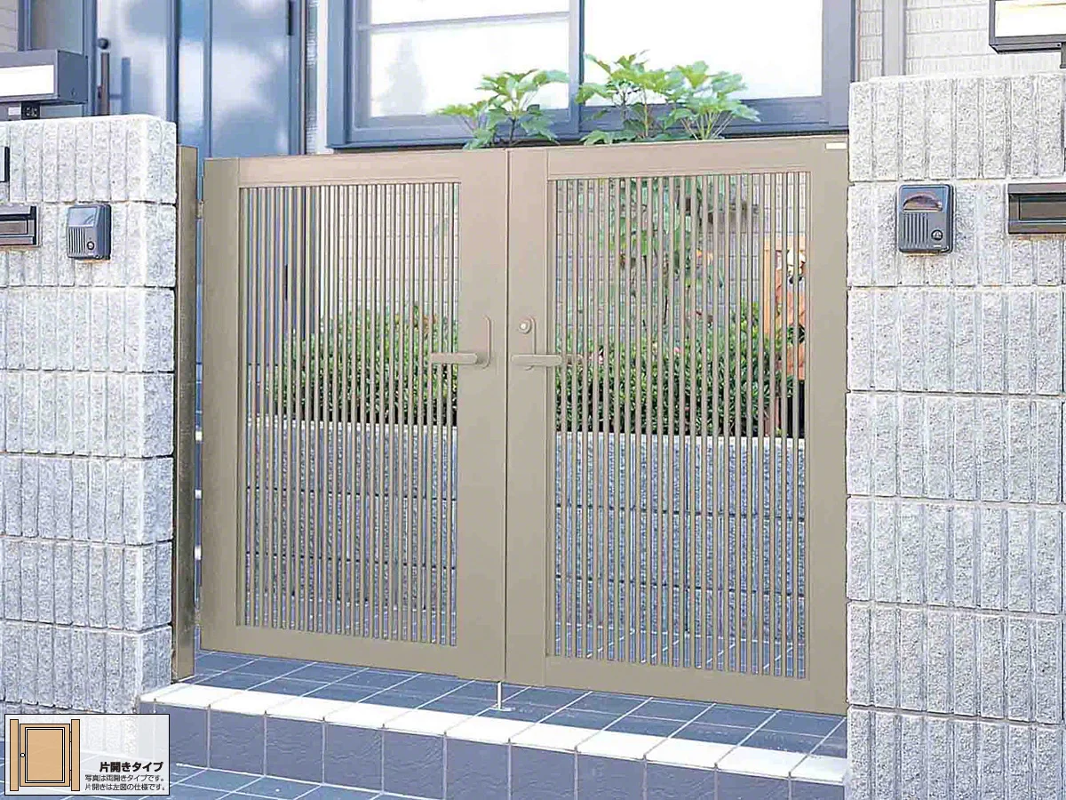 クレディ門扉 2型 たて細格子 片開き 高尺タイプ-四国化成 - 門扉なら