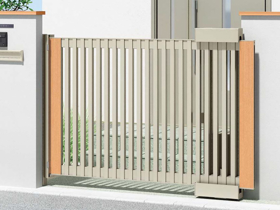アルディスライド 1型 縦格子 電動式 木目調 四国化成 門扉ならエクスショップ