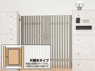 形材門扉 LIXIL リクシル TOEX プログコート門扉1型 両開き 柱使用 アルミ色 ○05・07-14 扉1枚寸法500・700×1,400 本体・取っ手(取手)セット 形材門扉 LIXIL リクシル TOEX プログコート門扉 オプション 外開き用