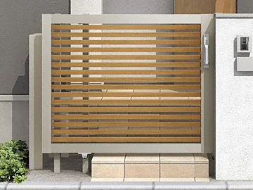 東京都目黒区のLIXIL リクシル(TOEX)門扉施工例(ライシス門扉 2型 細たて桟 3枚折戸仕様 柱使用(キャスター1個付):26608023-1)