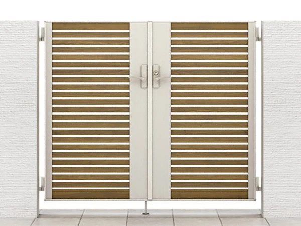 開き門扉AB ウッディYS1型 両開き 柱使用-LIXIL(TOEX) - 門扉なら