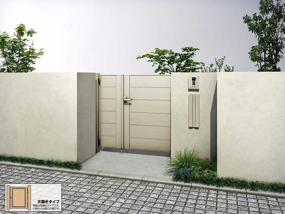 ルシアス 門扉 YM2型 横目隠し 片開き アルミ色-YKKAP - 門扉なら