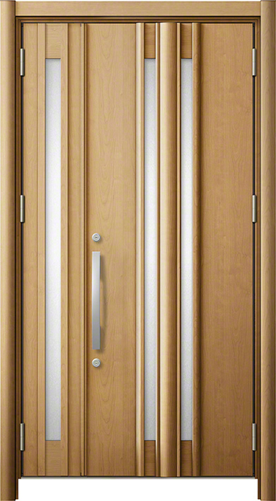 LIXIL　リシェント　リフォーム玄関ドア　断熱仕様（ｋ4）D77型　親子ランマ付き　木目調　標準工事込み - 5