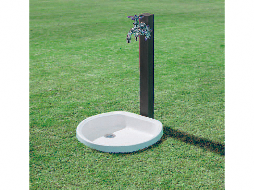 和モダン 木目水栓柱 セット 水生活製作所 立水栓 ガーデンシンクならエクスショップ