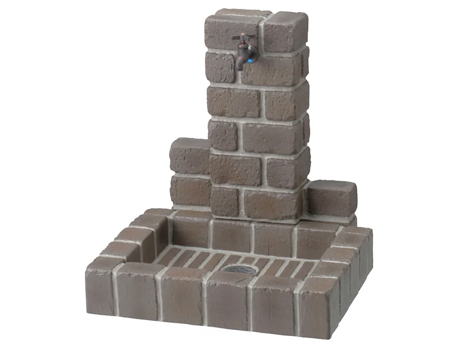 ニッコーエクステリア 立水栓ユニット一式セット サークルタイプ 丸型パン ミックス OPB-RS-1T-PA-MX＋蛇口F202セット OPB-RS-1T-PA-MX--set 送料無料 立水栓ユニット サークルタイプ PBセット-ニッコーエクステリア - 立水