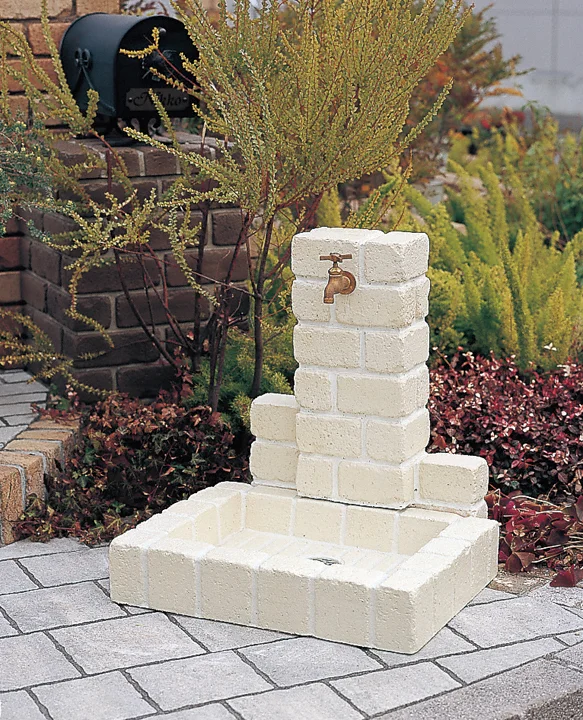 ニッコーエクステリア 立水栓ユニット一式セット サークルタイプ 丸型パン ミックス OPB-RS-1T-PA-MX＋蛇口F202セット OPB-RS-1T-PA-MX--set 送料無料 立水栓ユニット サークルタイプ PBセット-ニッコーエクステリア - 立水