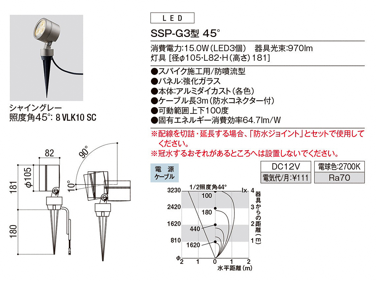 リクシル 12V 美彩 スタンドスポットライト H500 SSP-G3型 LED 照度角45° VLG10 SC 8VLG65 SC『ローボルトラ - 4