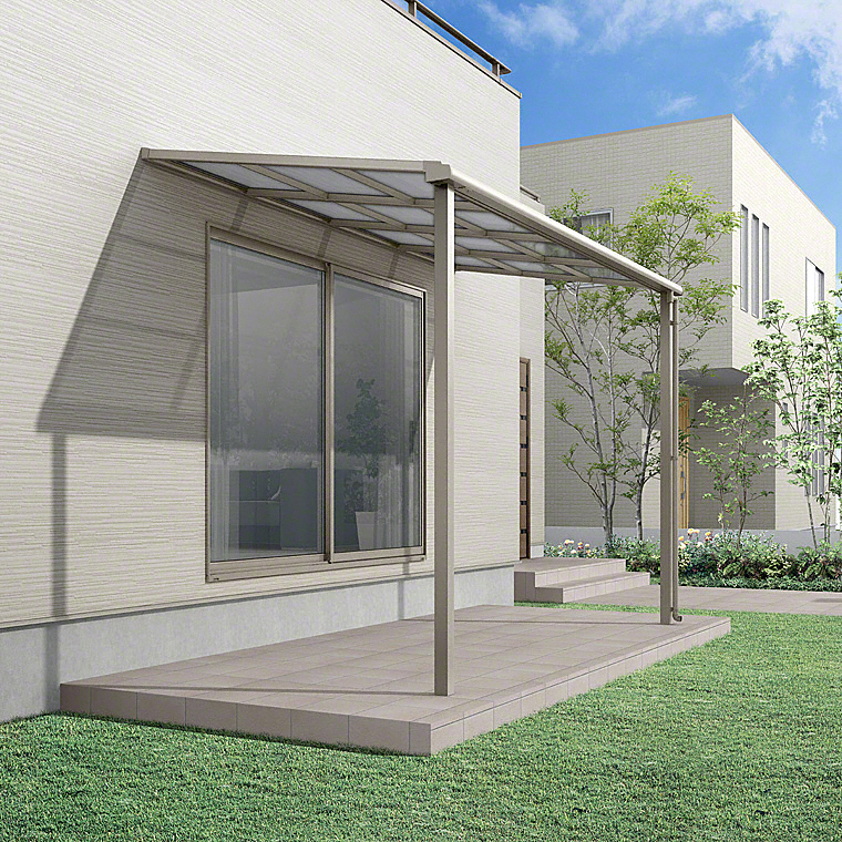 最新な テラス屋根 DIY ベランダ 雨よけ 4間×6尺 フラット 標準桁 熱線吸収ポリカ屋根 1階用 シンプルテラス