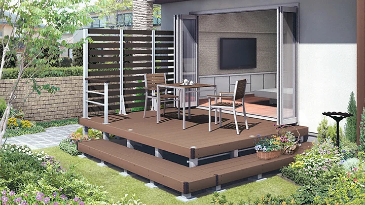 三協アルミ ひとと木 デッキ 施工費込み ひとと木-三協アルミ - ウッドデッキならエクスショップ