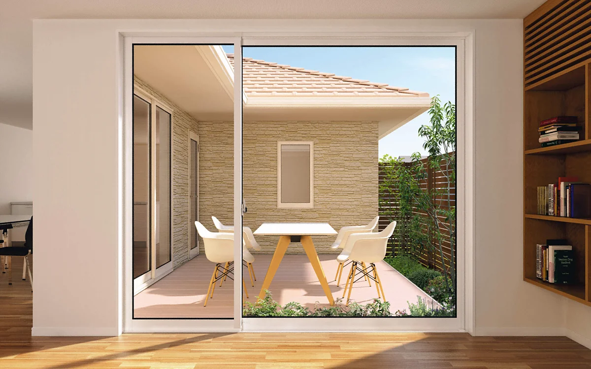 三協アルミ 屋外フローリング ラステラ 3.0間×11尺 床張り出し納まり ダブルフレームタイプ 束柱・固定／標準タイプ NRDY-1811 『ウッド 三協アルミ 屋外フローリング ラステラ 標準納まり 束柱・固定