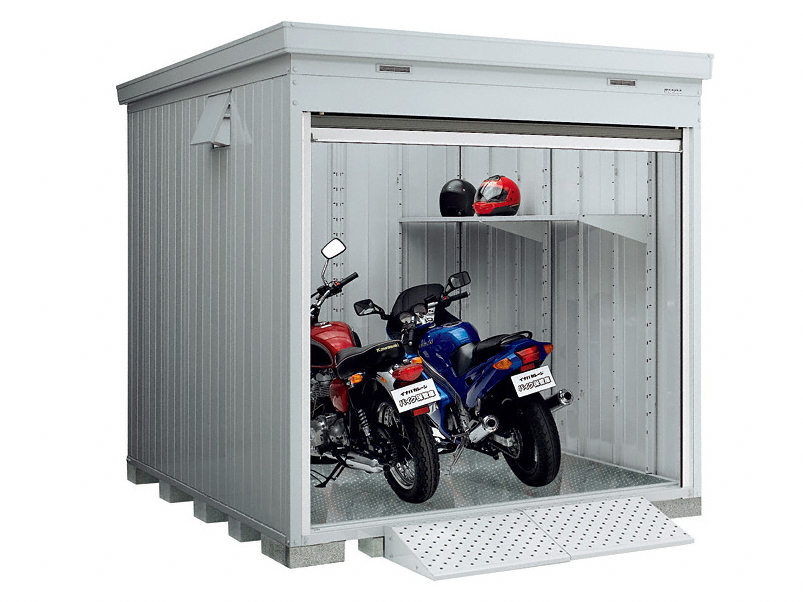バイク保管庫 一般型 床付タイプ 1790×2630×2375 ハイルーフ FM-1826HY-FM-1826HY - イナバ 倉庫・ガレージ