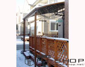 のテラス屋根 アルファテラス L型 木目調  単体  屋根タイプ  積雪〜20cm対応 施工例