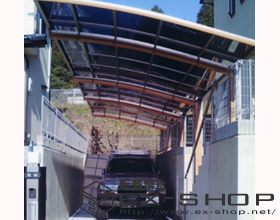 のカーポート カーブポートシグマ? 木目調  積雪〜20cm対応 施工例