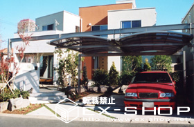 のカーポート マルチスクエア  合掌-アール屋根タイプ 施工例