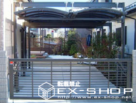 のカーポート マルチスクエア　2台用合掌アール屋根タイプ　ハイルーフタイプ 施工例