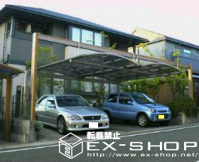 のカーポート マルチスクエア  アール屋根  両支持タイプ＋柱化粧材　桁化粧材 施工例