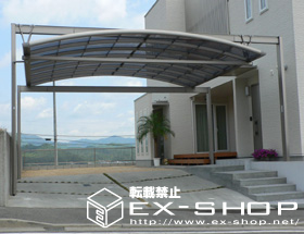 のカーポート マルチスクエア　アール屋根一体型　両支持タイプ 施工例