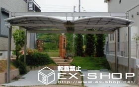 LIXIL リクシル(トステム)のカーポート マルチスクエア　アール屋根　合掌両支持タイプ　ロング柱仕様 施工例