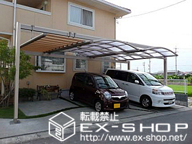 のカーポート マルチスクエア アール屋根2台合掌  ロング柱仕様 積雪〜20cm対応 施工例