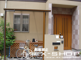 のテラス屋根 アルファテラス L型 木目調  単体  屋根タイプ  積雪〜20cm対応 施工例