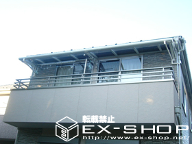 のバルコニー・ベランダ屋根 アルファテラス L型 連棟 ルーフタイプ  積雪〜20cm対応 施工例