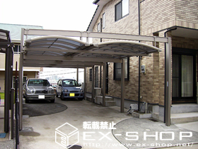 のカーポート マルチスクエア　アール屋根合掌縦連棟　ロング柱　+　標準柱 施工例