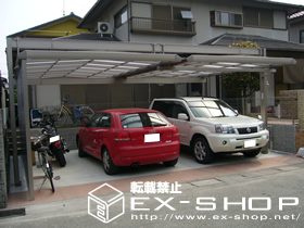 のカーポート マルチスクエア　フラット屋根レギュラー両支持タイプ　2台用 施工例