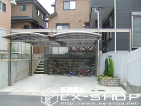 のカーポート マルチスクエア　アール屋根２台用合掌タイプ　標準柱仕様 施工例