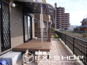 のウッドデッキ リコステージ　+　階段型ステップ　+ リコフェンス 施工例