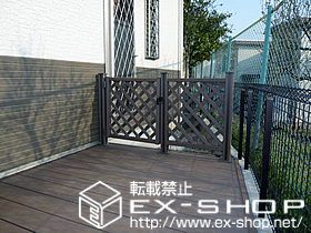 のウッドデッキ リコステージII デッキセット 正面台形納まり 施工例