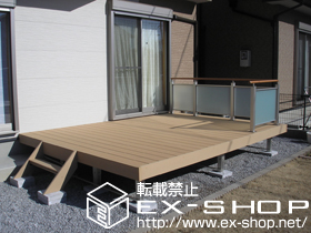 のウッドデッキ リウッドデッキII 単体 ＋ ステップ3型 Sタイプ（1段） 施工例