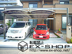 のカーポート マルチスクエア　アール屋根2合掌　両支持タイプ＋フレームカバー（オータムブラウン）<吊・置柱片面、吊梁片面> 施工例