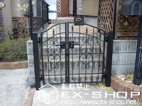 の門扉 コラゾン 1型 親子・外開きタイプ 柱使用 施工例