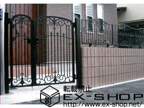 の門扉 フェスタA型 親子・内開き[柱仕様] 施工例