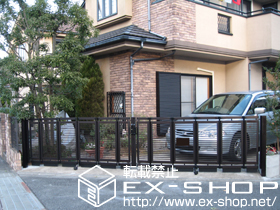 のカーゲート エクスライン伸縮ゲート1型 ノンレール 両開き 施工例