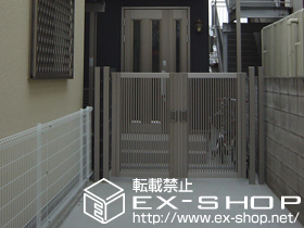 の門扉 シャレオR2型 両・内開き 柱使用 施工例