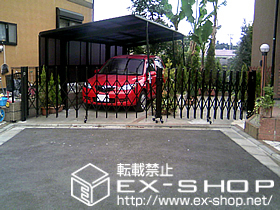 のカーゲート アルシャインM型 Aタイプ ノンレール 両開き 特注品 施工例