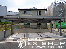 のカーポート マルチスクエア フラット屋根3台合掌タイプ ロング柱仕様 積雪〜20cm対応 施工例