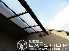 のバルコニー・ベランダ屋根 ライザーテラスＩＩ F型 単体 ルーフタイプ 積雪〜２０ｃｍ対応 両袖納まり 施工例