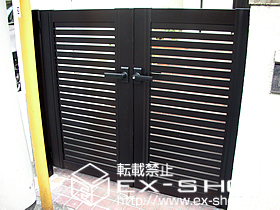 の門扉 エクスライン門扉5型 両開き 門柱仕様 施工例