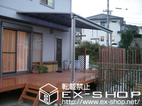 のテラス屋根 ライザーテラスII  F型 テラスタイプ 単体 積雪〜20cm対応＋吊り下げ物干し　標準　2本入し 施工例