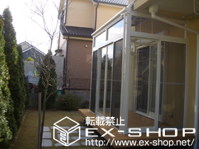 のテラス囲い・サンルーム ほせるんですII R型 デッキオン納まり ランマ付き 積雪〜20cm対応 施工例