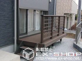 のウッドデッキ リコステージII＋ ステップ2段＋デッキフェンス 施工例