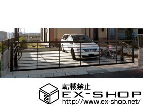 のカーゲート スウィングアップゲートワイド 横格子型 電動式 施工例