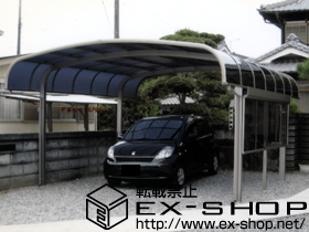 のカーポート テールポートシグマIII ワイド 積雪〜20cm対応＋収納式物干し取付セット＋サイドパネル 1段 H1,000 片側 施工例