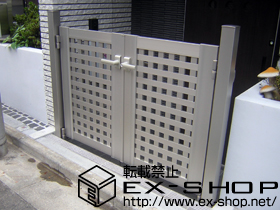 の門扉 エクスライン門扉10型 両開き 門柱使用タイプ 施工例