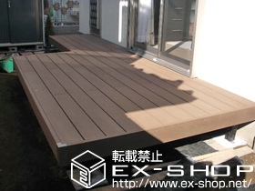 のウッドデッキ リウッドデッキII  標準 出幅違い・連棟セット＋リウッドステップ4型Sタイプ（2段） 施工例