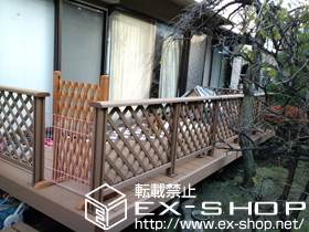 のウッドデッキ リコステージII  連棟＋デッキフェンス　フラットラチス密目 施工例